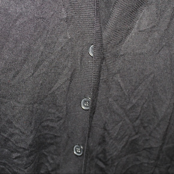 BLACK SHORT SLEEVE BUTTON UP SWEATER - Picture 3 of 4
